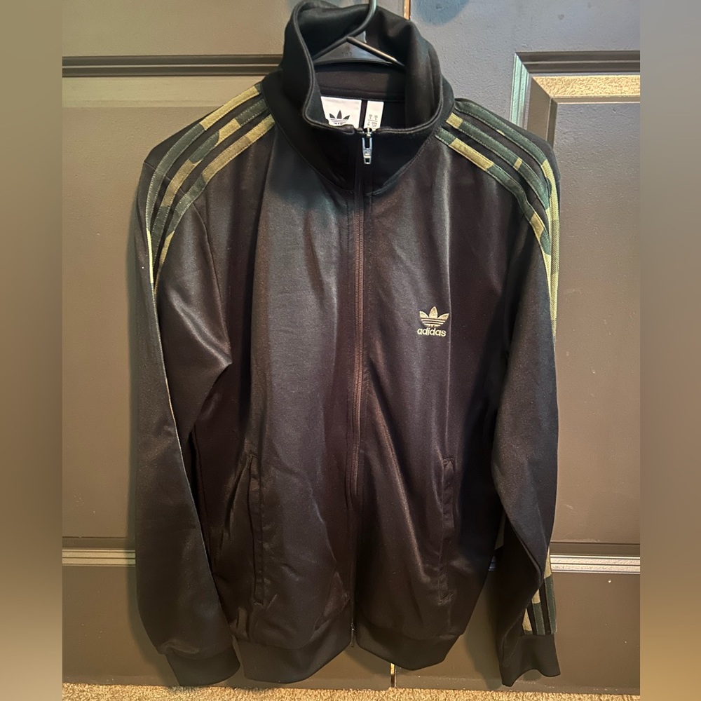 Adidas Black Windbreaker with Signature Stripes